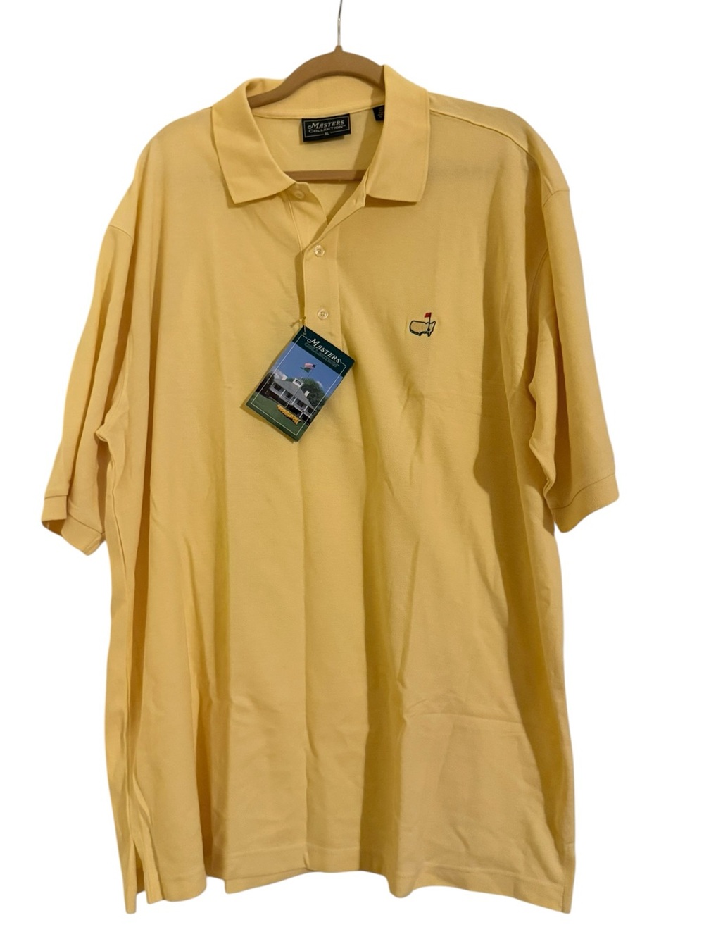Vintage Masters Augusta National Golf Polo Shirt XL Yellow NWT with Pin